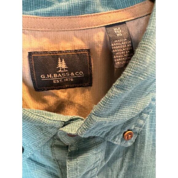 G.H. Bass & Co. Short Sleeve Button-Up Shirt Blue Cotton Blend Mens XLG - Picture 2 of 6